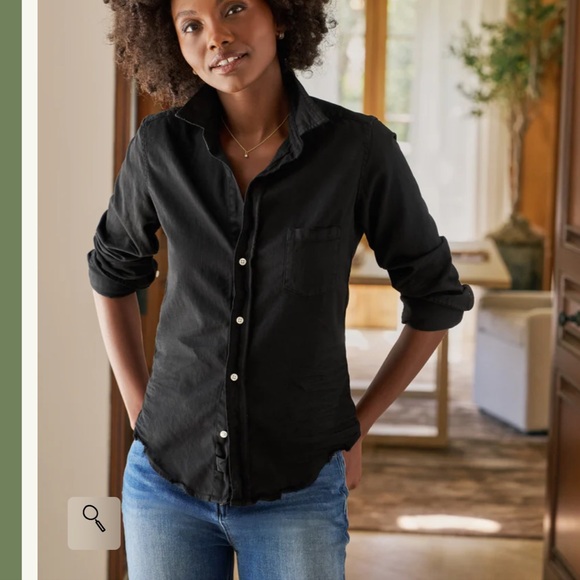 Frank & Eileen BARRY Tailored Button-Up Shirt Slim Tailored Fit Black Small